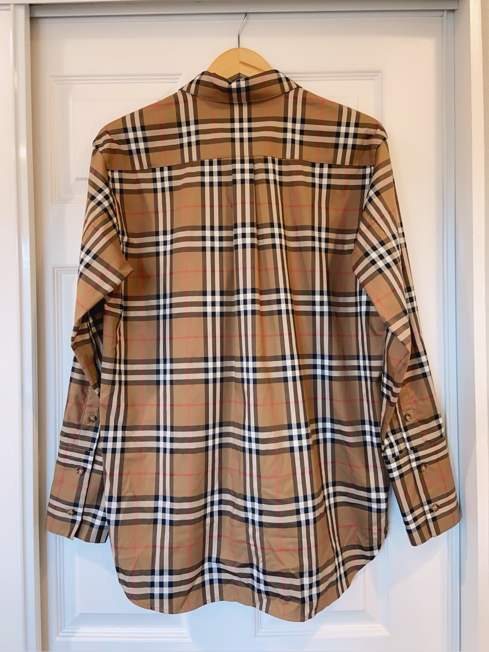 NWT Burberry Ivery Classic Check Plaid Cotton Shirt Size US4 - Picture 9 of 10